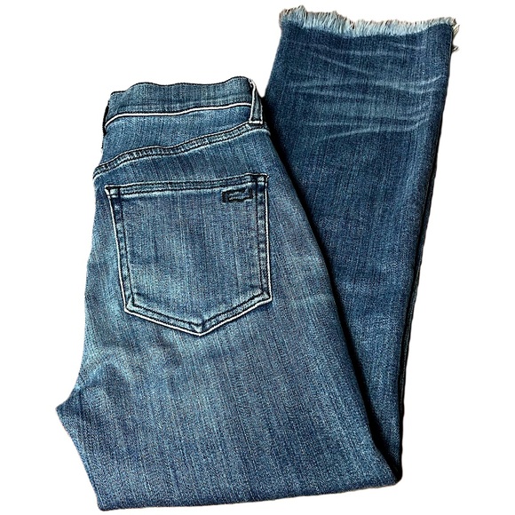 AYR The Bomb Pop Strait Leg High Rise Jeans Raw Hem Blue Size 25 Flattering Edgy - Picture 9 of 16